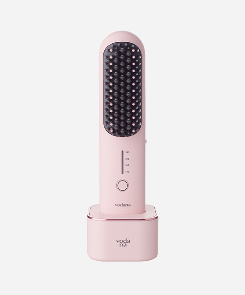 Vondana Easy Up Hair Styler Brush Curling Iron (Powder Pink)