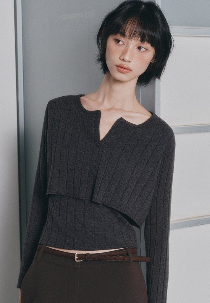 MIXXO - Nashi Layered Crop Cardigan