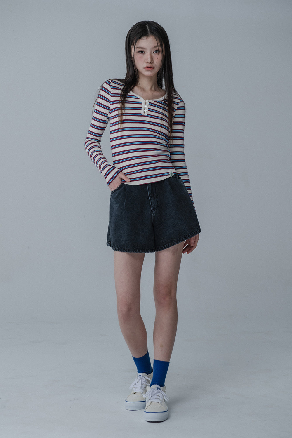 MULTI PINCOAT SLIM TSHIRT_CREAM WINE