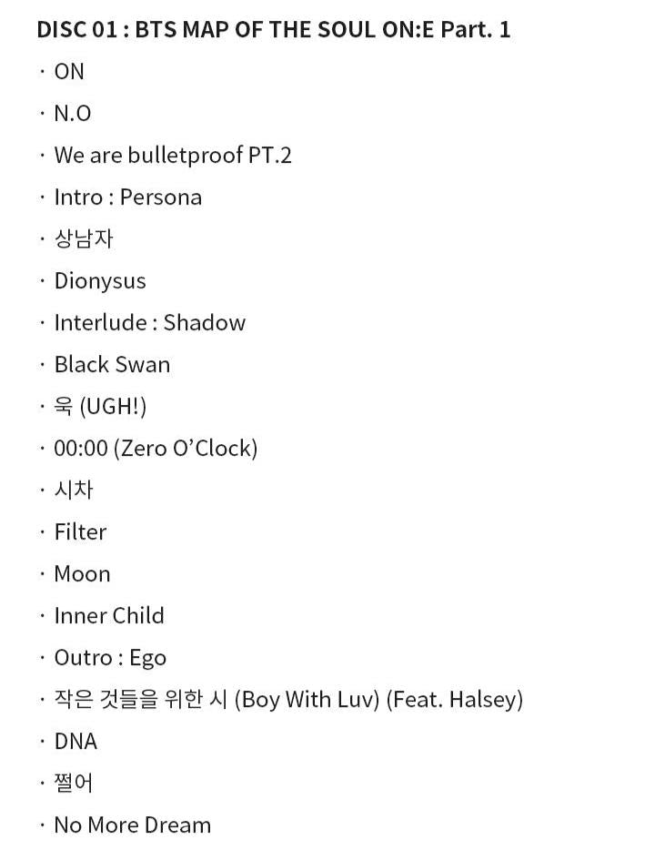 BTS MAP OF THE SOUL ON:E DVD