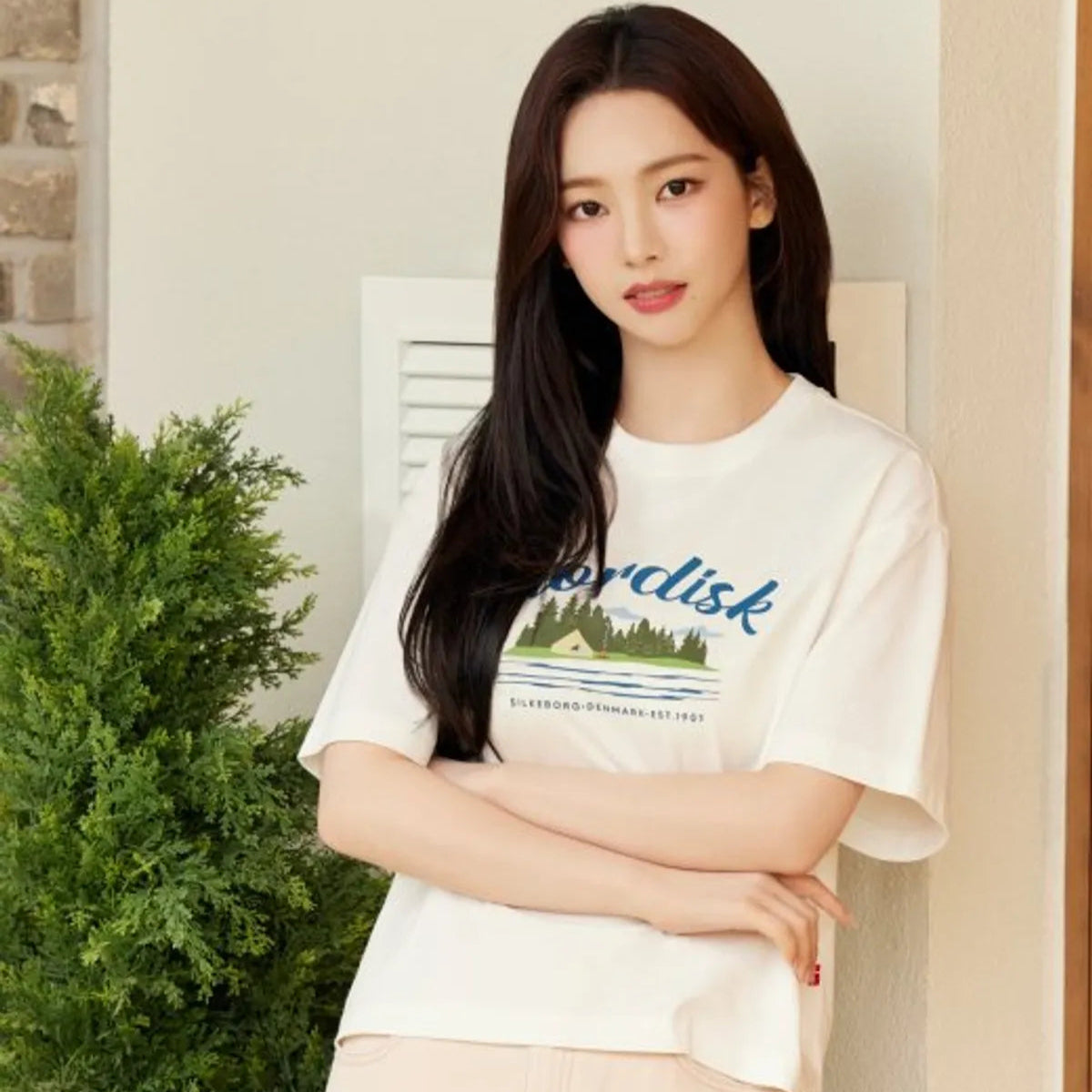 Aespa Karina X Nordisk Sign Logo Graphic Short Sleeve T-Shirt