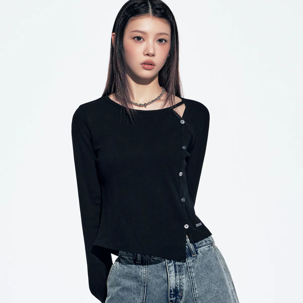 Illit X Superdry W Unbalanced Slim Fit Long Sleeve T-Shirt