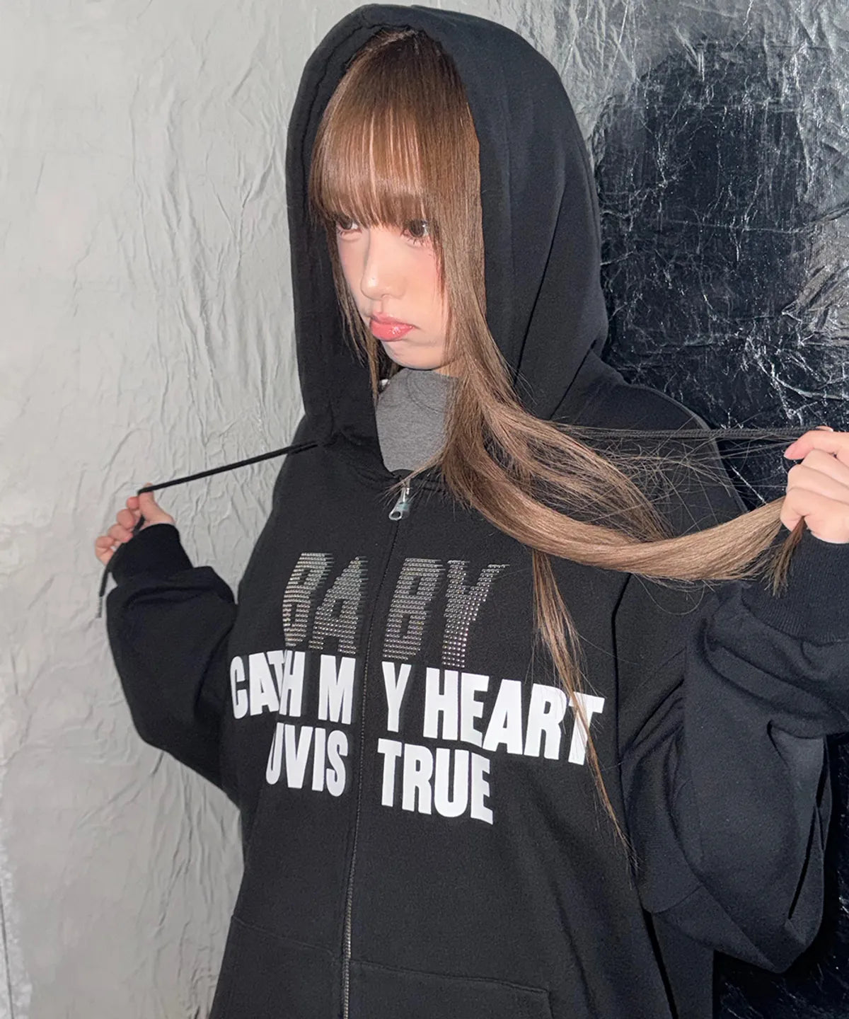 Yena X Luvistrue Zip-Up Hoodie - Black