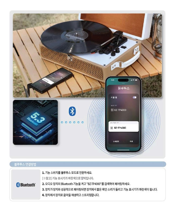 BRITZ - Vinyl LP Player + Bluetooth Speaker