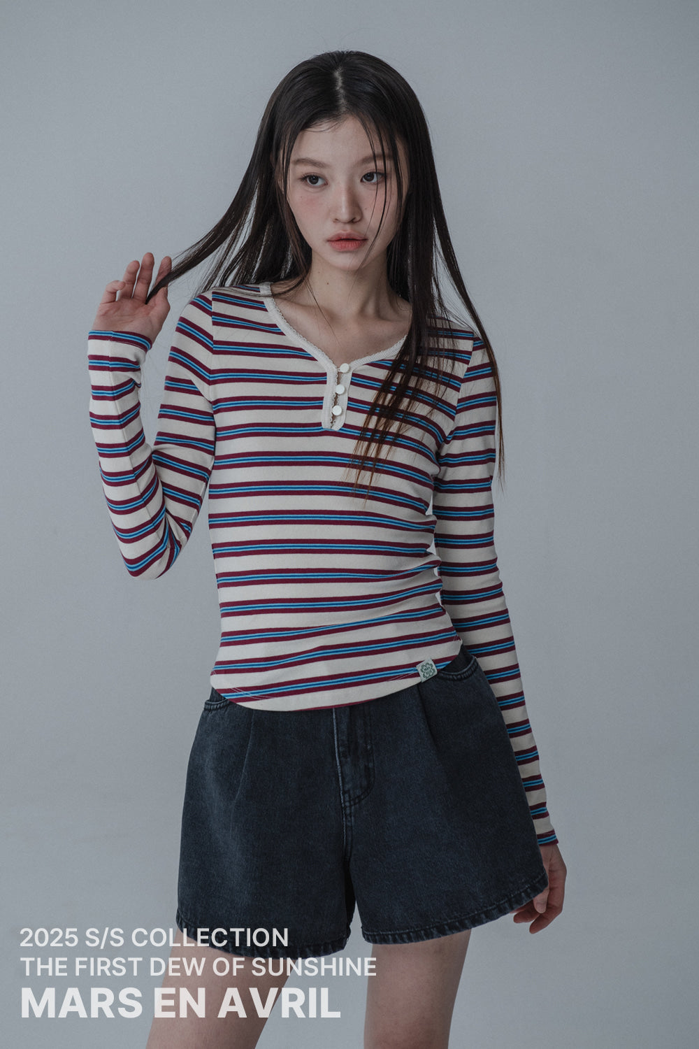 MULTI PINCOAT SLIM TSHIRT_CREAM WINE