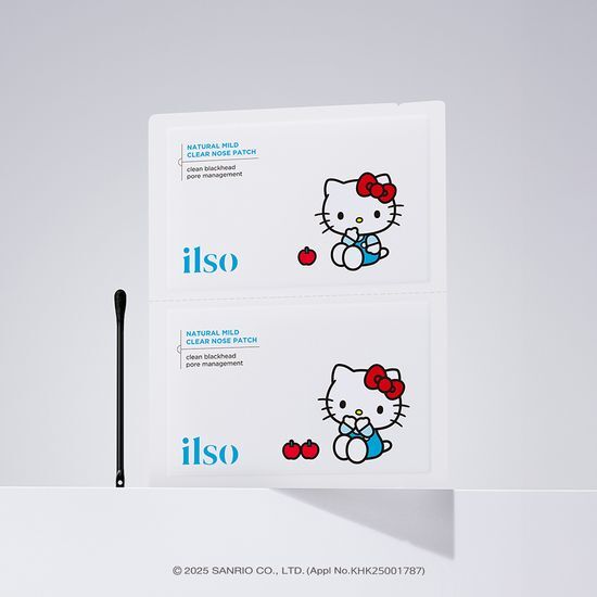 [Hello Kitty X Ilso Natural Mild Clear Nose Pack 10 Sheets (+Hello Kitty Pouch + 20 Extruded Cotton Swabs)