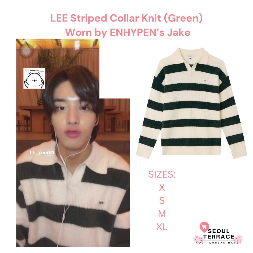 ENHYPEN JAKE - LEE Striped collar knit green