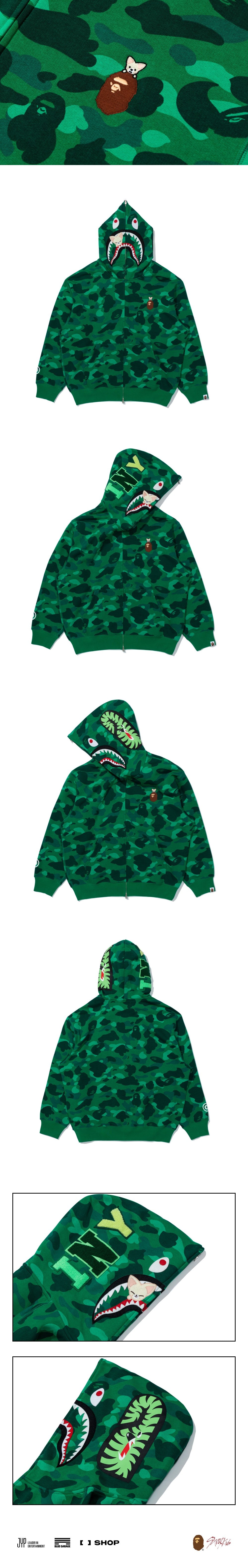 A Bathing Ape BAPE X Stray Kids SHARK FULL ZIP HOODIE