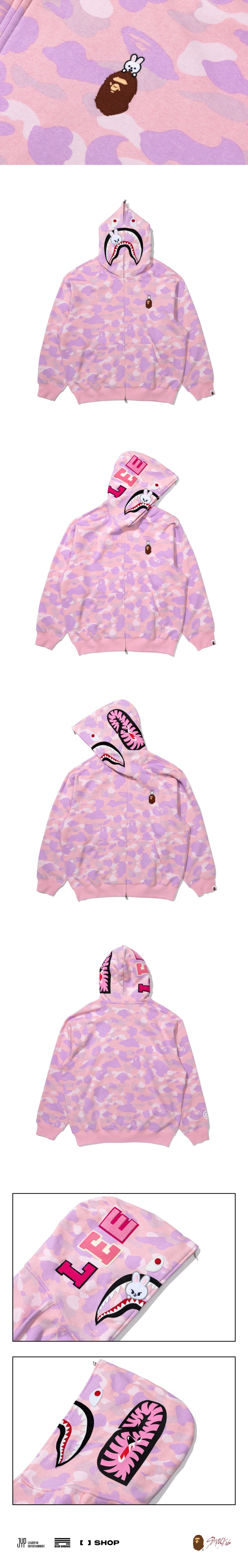 A Bathing Ape BAPE X Stray Kids SHARK FULL ZIP HOODIE
