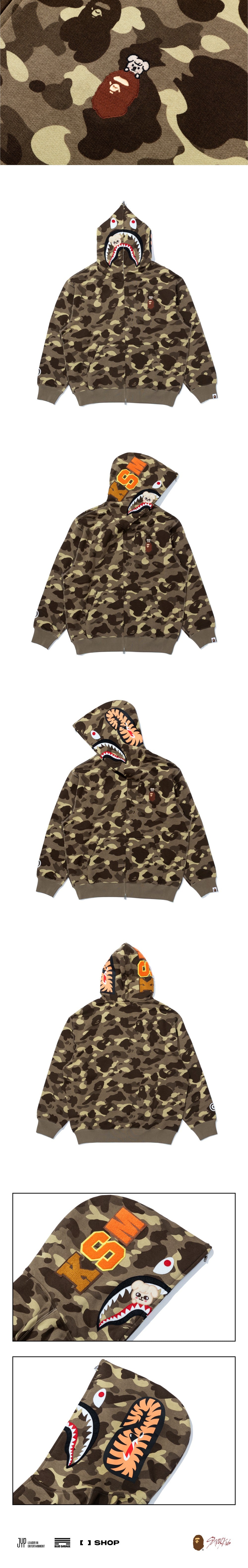 A Bathing Ape BAPE X Stray Kids SHARK FULL ZIP HOODIE