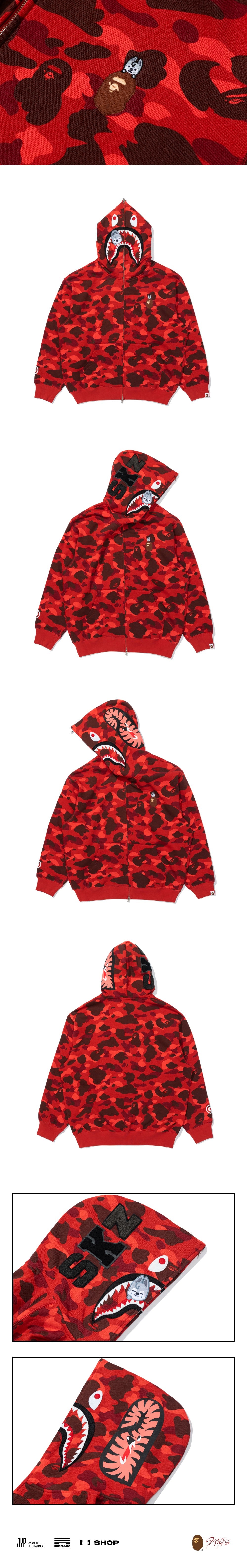 A Bathing Ape BAPE X Stray Kids SHARK FULL ZIP HOODIE