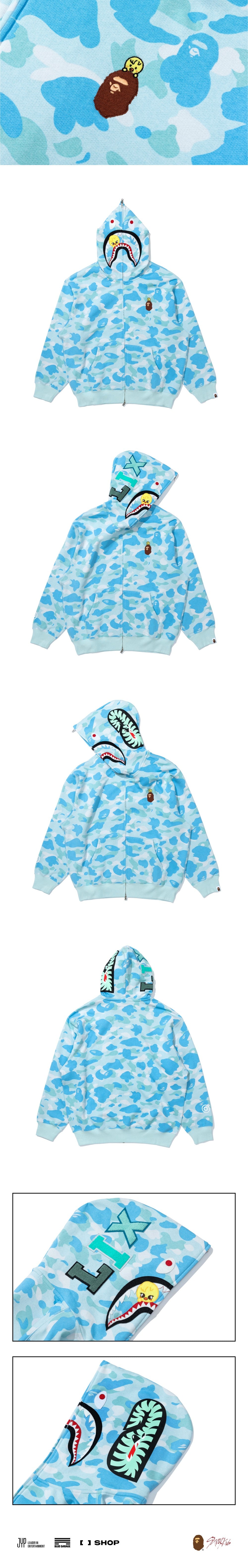 A Bathing Ape BAPE X Stray Kids SHARK FULL ZIP HOODIE