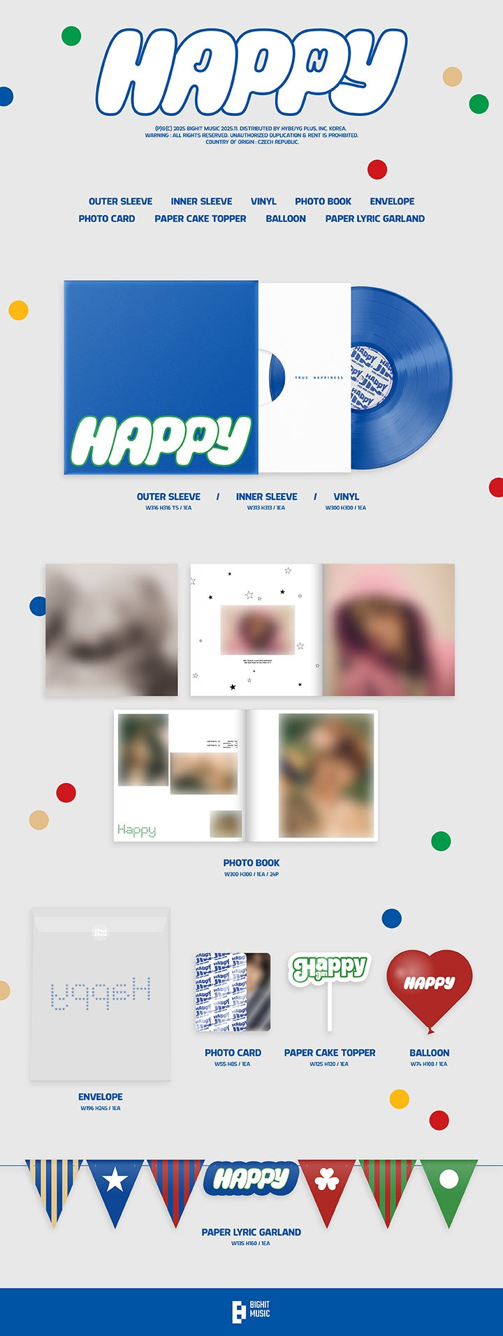 BTS 'JIN' HAPPY Vinyl  (LP)