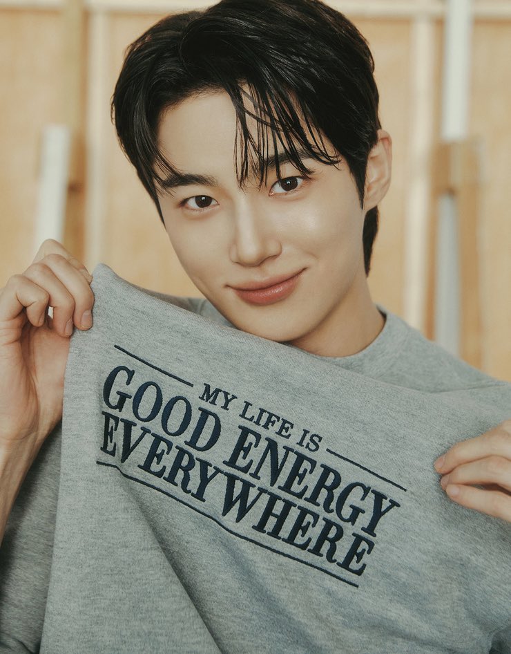 Byeon Wooseok x GIORDANO NEW Print Man to Man (Common) Mid-Gray