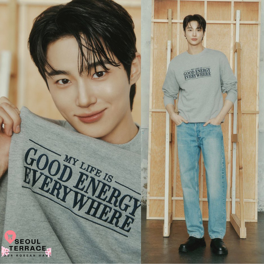 Byeon Wooseok x GIORDANO NEW Print Man to Man (Common) Mid-Gray