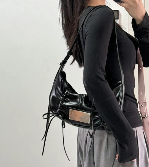 Matin Kim Half Shirring Ribbon Round Bag