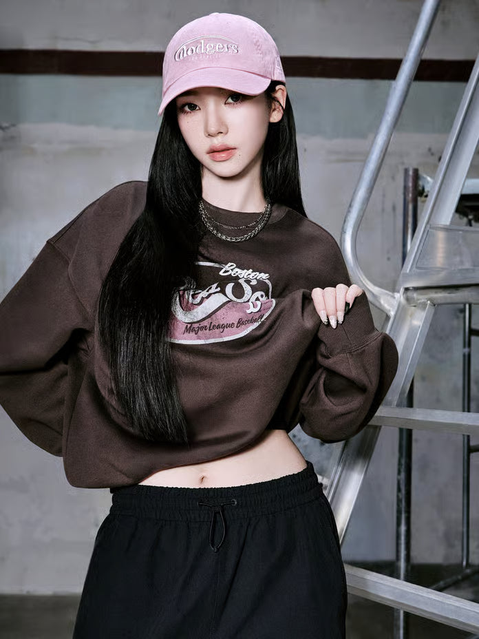 Karina Pick] 25FW MLB Varsity Vintage Graphic Man-to-Man