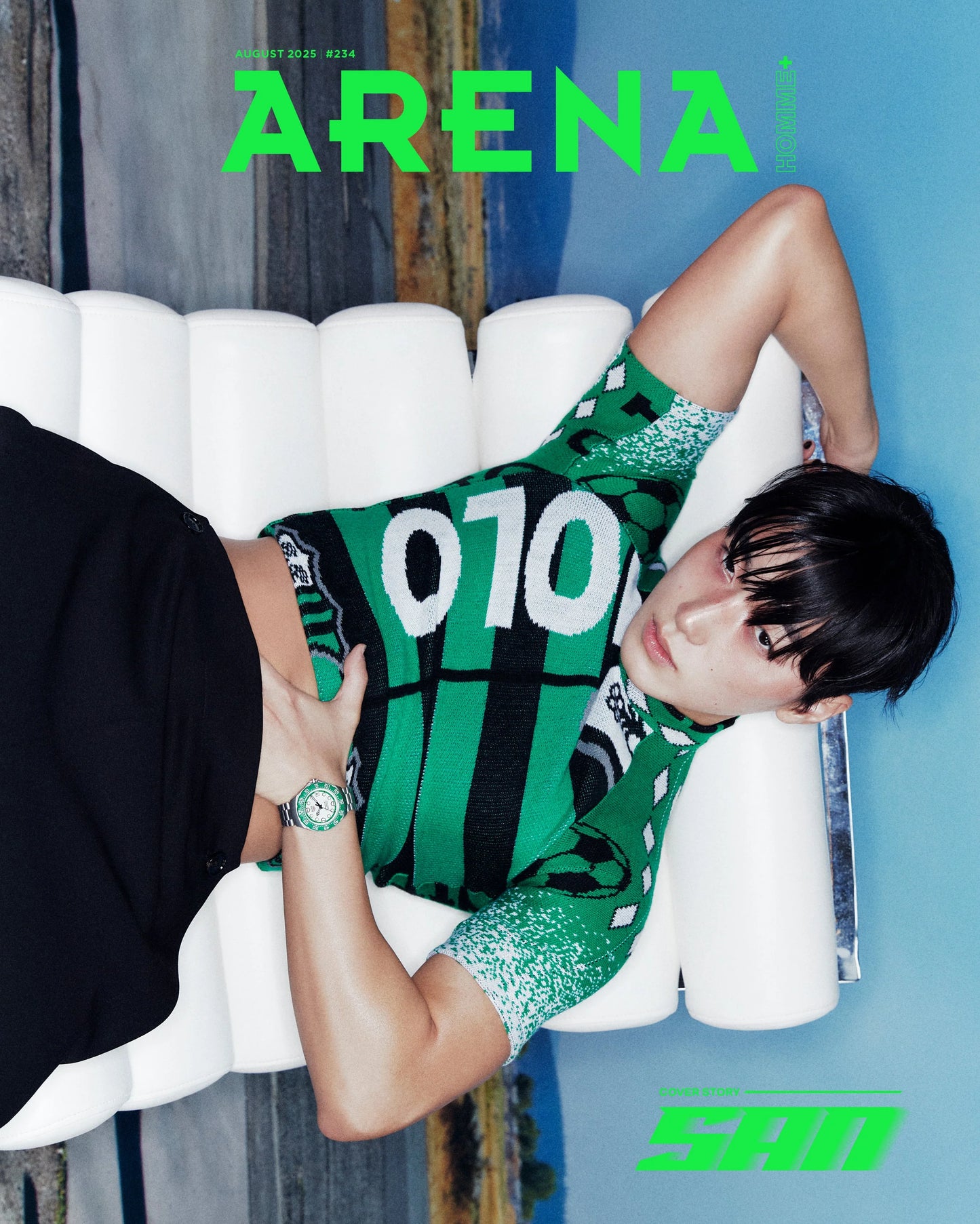 ARENA HOMME+ KOREA MAGAZINE 2025.08 (COVER : ATEEZ SAN)