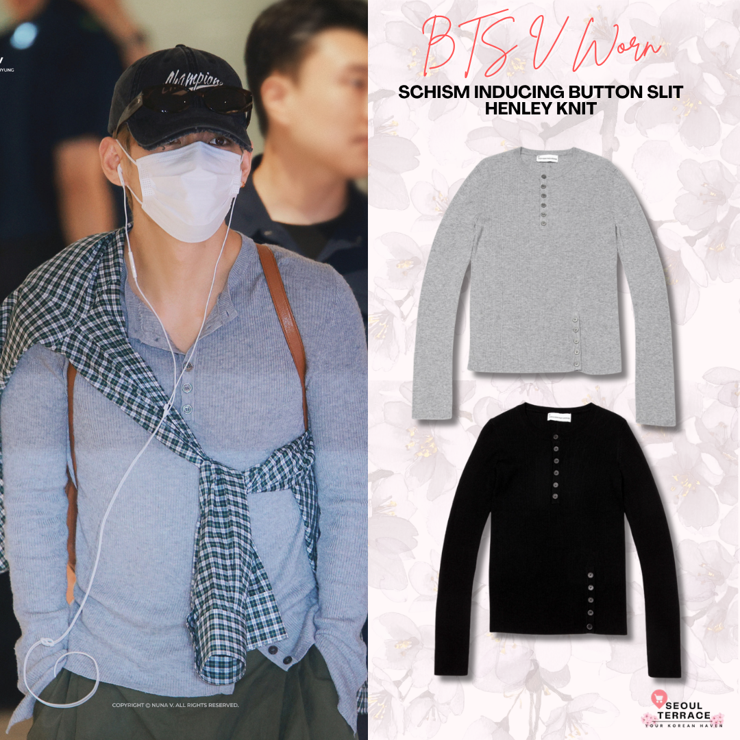 BTS V Worn] SCHISM INDUCING Button Slit Henley Knit – SEOUL TERRACE