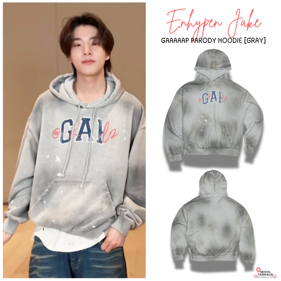 Enhypen Jake Worn] Grailz GAAAAAP Parody Hoodie_ Gray – SEOUL TERRACE
