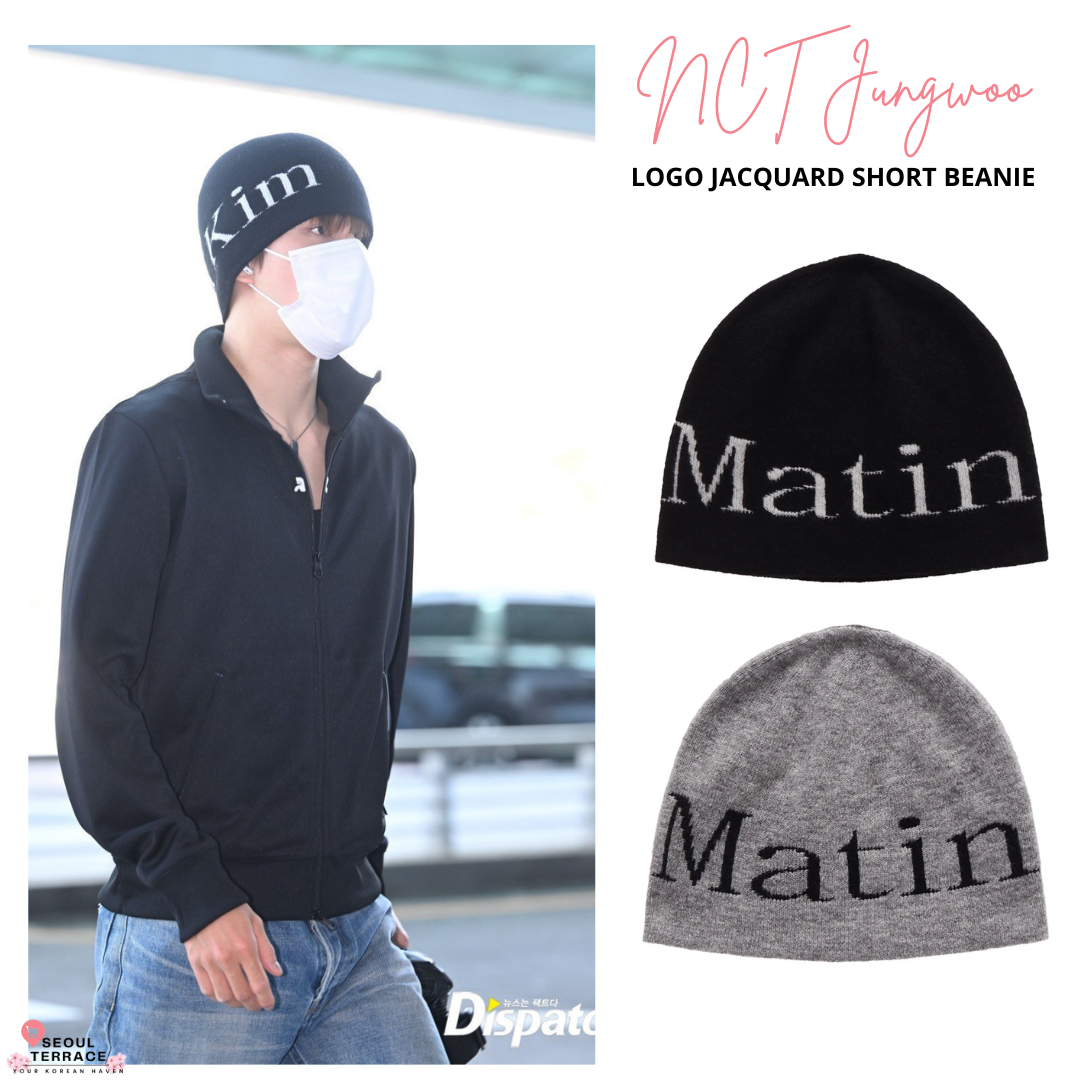 帽子 Martin Kim / LOGO JACQUARD SHORT BEANIE LOGO JACQUARD SHORT BEANIE IN BLACK - MATINKIM