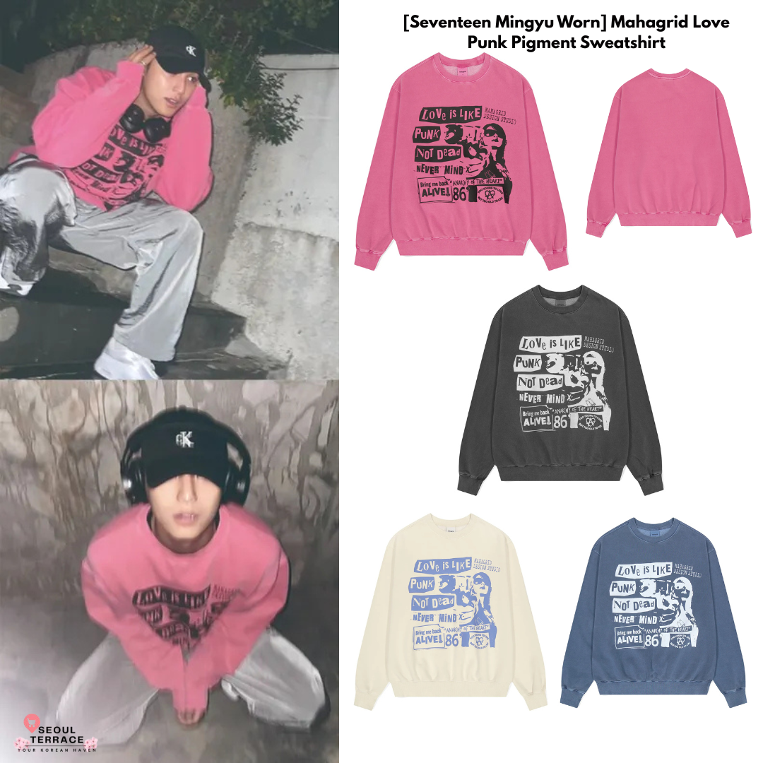 Seventeen Mingyu Worn] Mahagrid Love Punk Pigment Sweatshirt