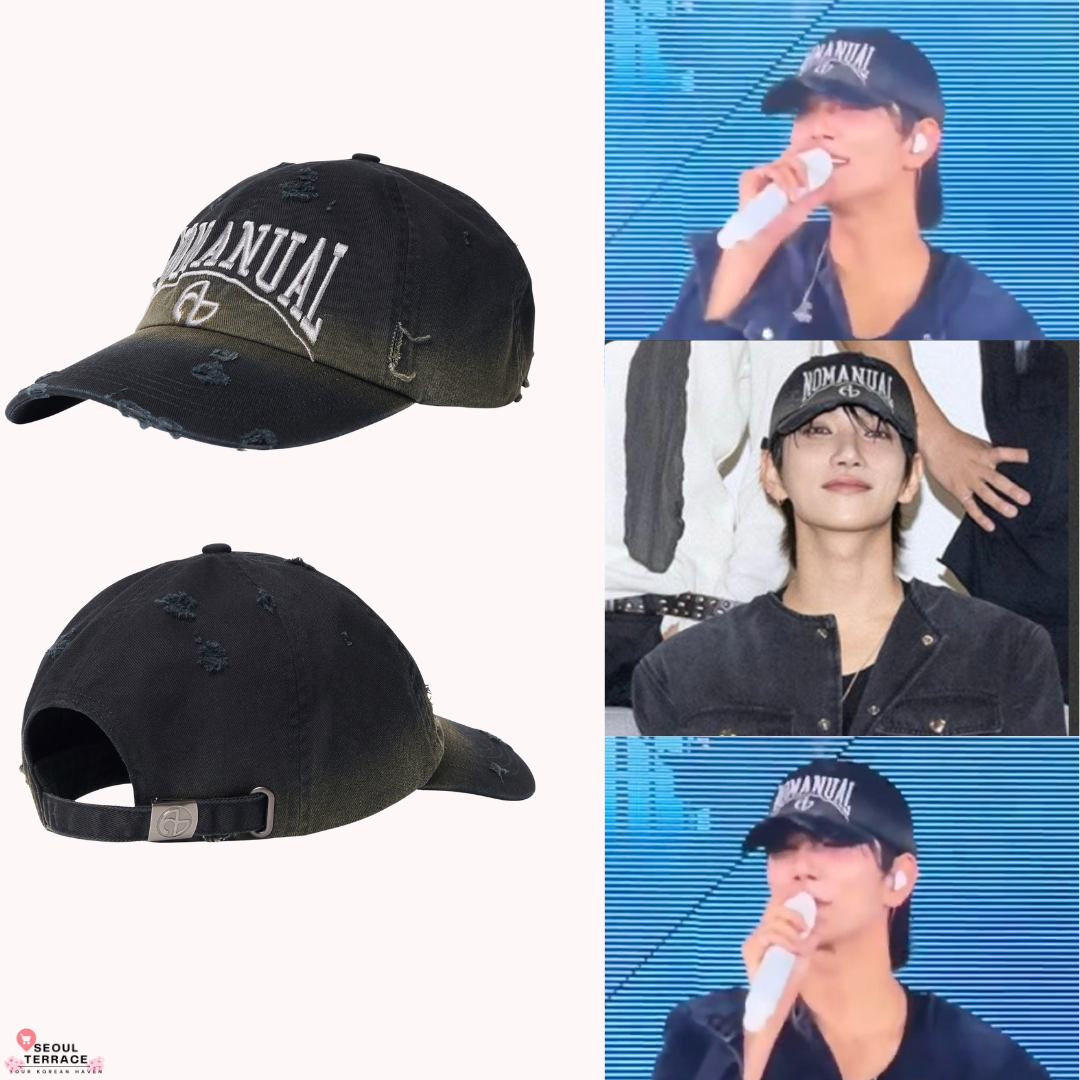 NOMANUAL - DESTROYED BALL CAP - WASHED BLACK (Worn by Seventeen Joshua)