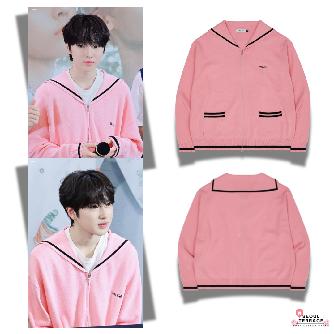 NCT WISH Sakuya Worn] Wai Kei Marine Zip-Up Cardigan Pink – SEOUL