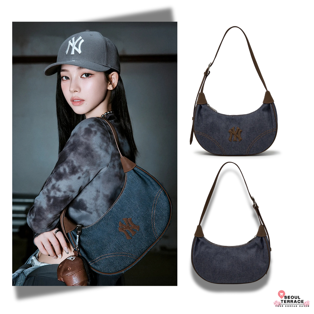 Aespa Karina Pick] MLB Denim Hobo Bag New York Yankees – SEOUL TERRACE