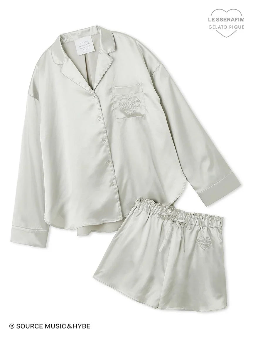 Lesserafim X Gelato Pique Satin Shirt & Short Pants Set