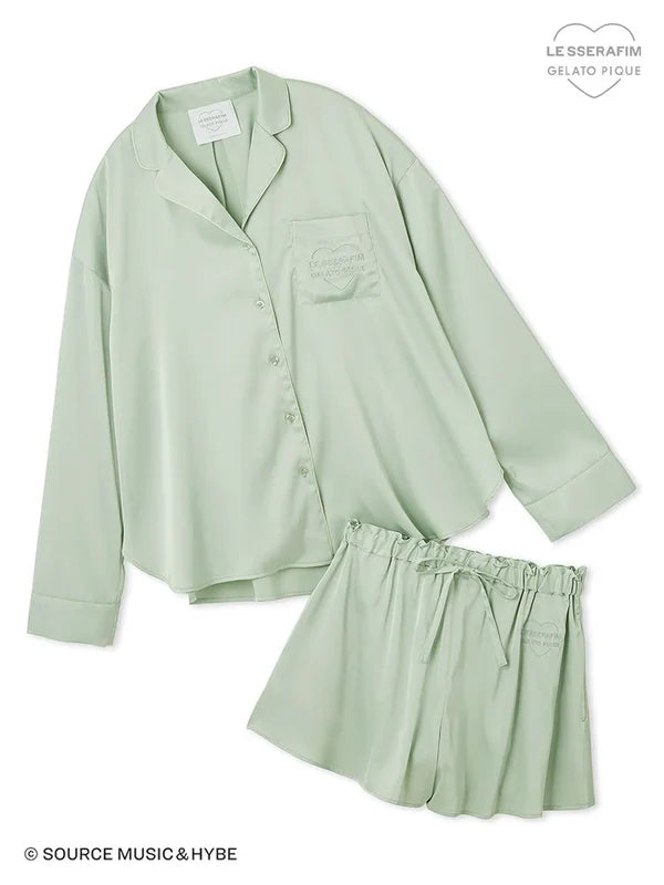Lesserafim X Gelato Pique Satin Shirt & Short Pants Set