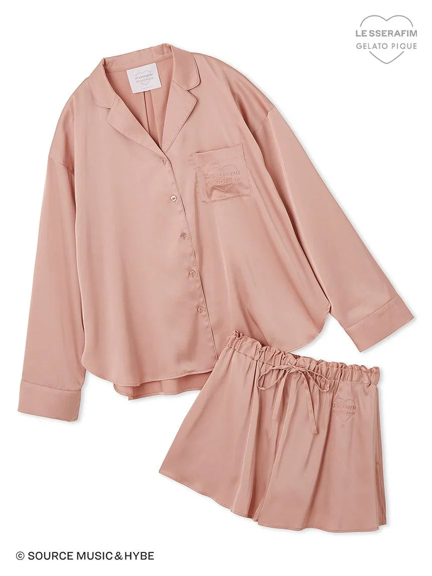 Lesserafim X Gelato Pique Satin Shirt & Short Pants Set