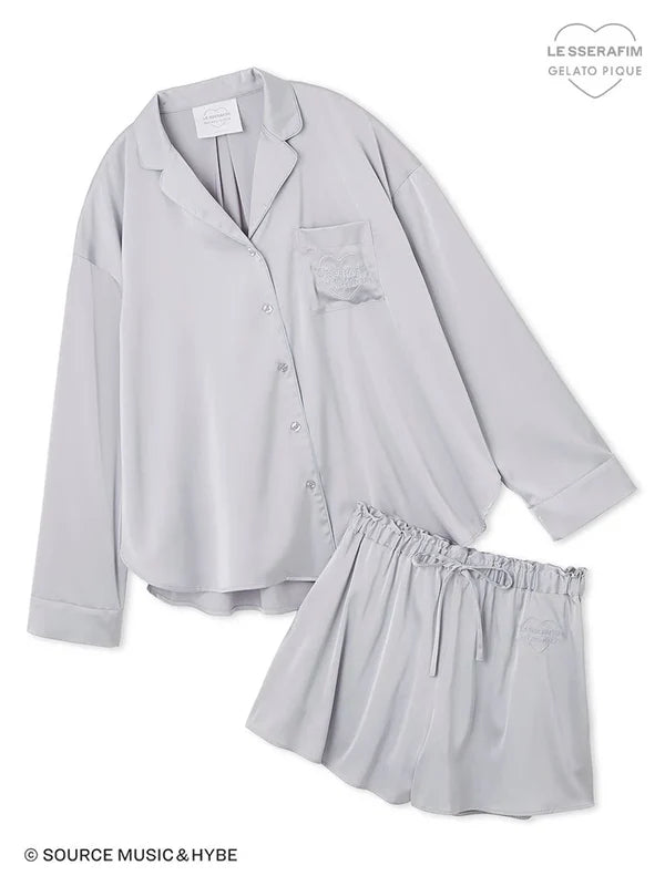 Lesserafim X Gelato Pique Satin Shirt & Short Pants Set