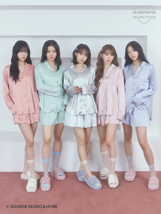 Lesserafim X Gelato Pique Satin Shirt & Short Pants Set