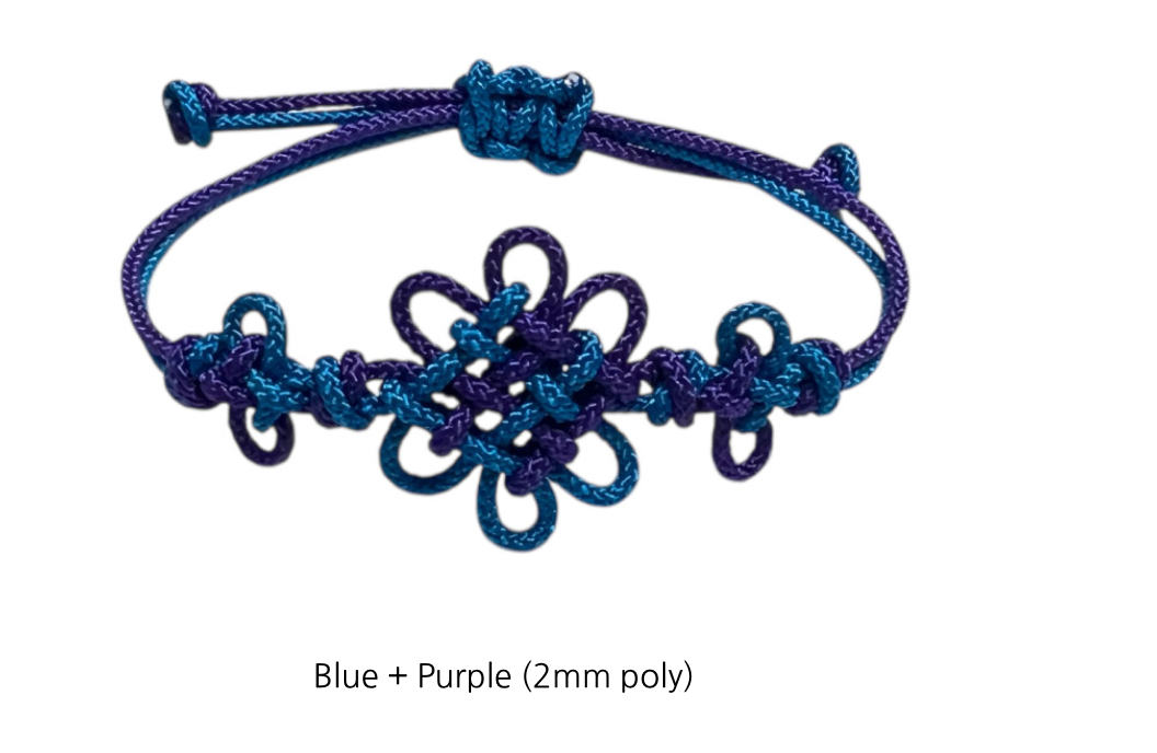 Kpop Demon Hunters Chrysanthemum Knot Bracelet (Blue + Purple 2mm Poly)