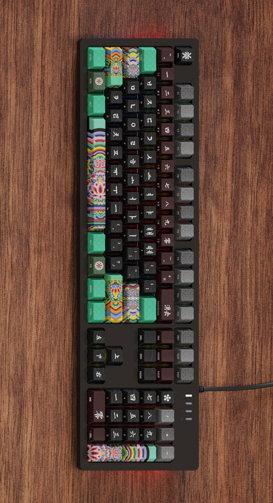 c.e.dot WHITE DANCHEONG WIRED LED MECHANICAL KEYBOARD with KOREAN TRADITIONAL DESIGN
