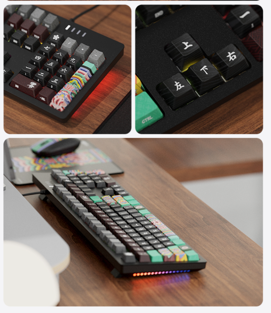 c.e.dot WHITE DANCHEONG WIRED LED MECHANICAL KEYBOARD with KOREAN TRADITIONAL DESIGN