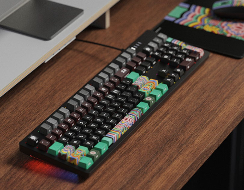 c.e.dot WHITE DANCHEONG WIRED LED MECHANICAL KEYBOARD with KOREAN TRADITIONAL DESIGN