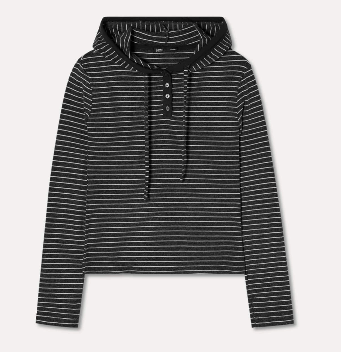 MIXXO - Striped Hooded Long Sleeve T-Shirt