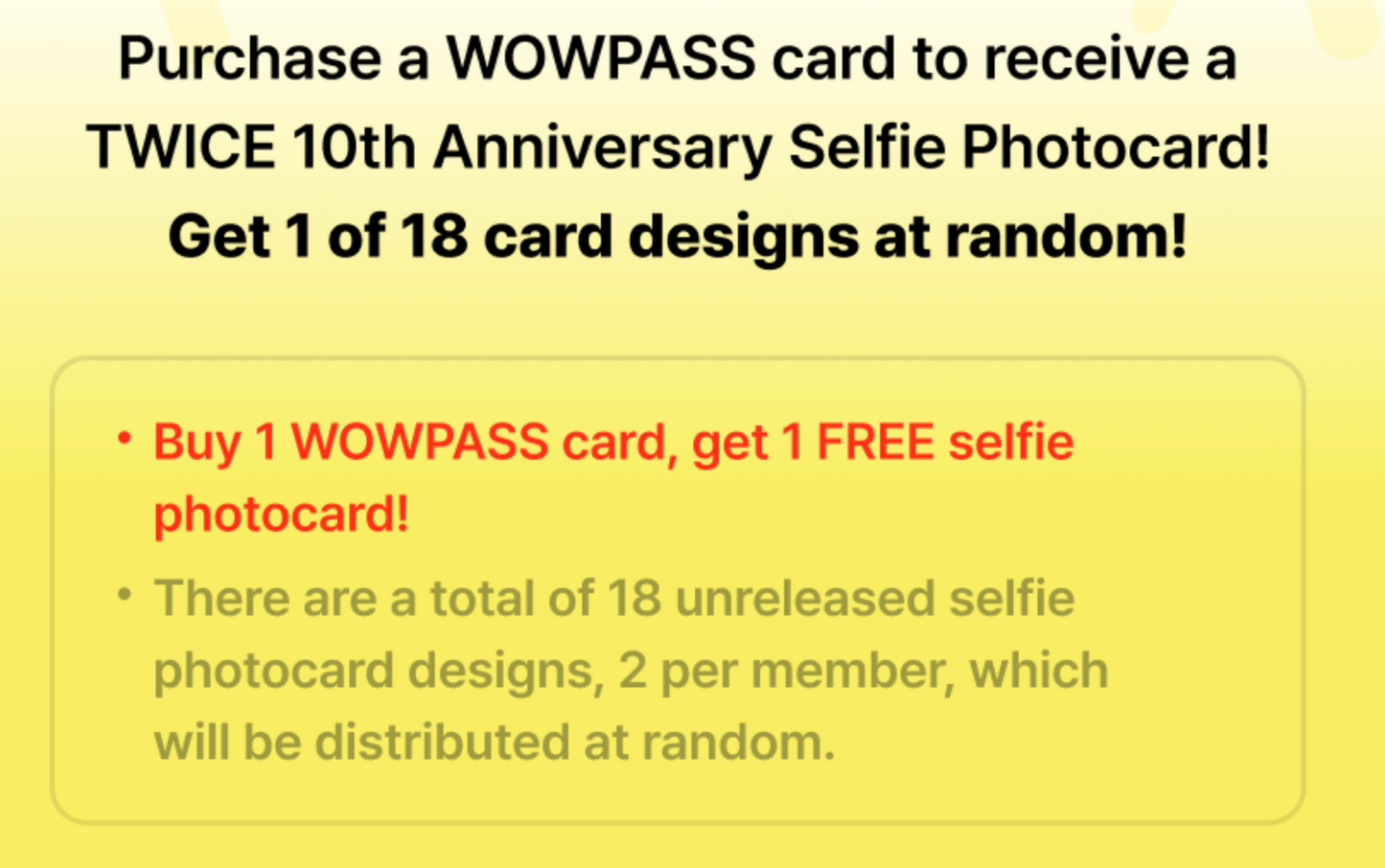 TWICE x WOWPASS - Official 10th anniversary Selfie Photo Card Limited Edition