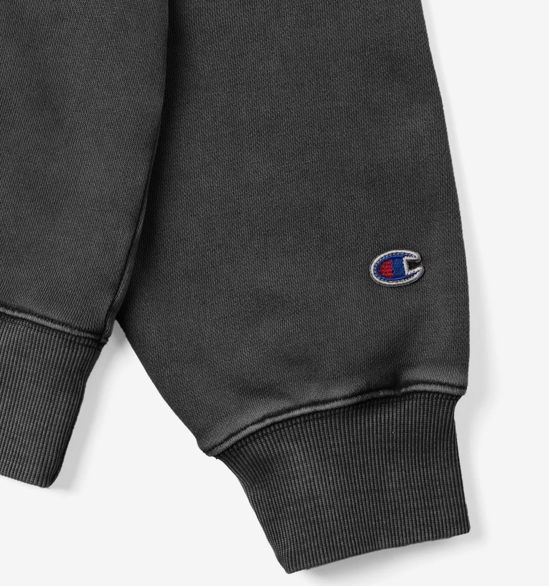 BTS V TAEHYUNG x CHAMPION Arch Logo Loose Fit Applique Dyed Zip-Up Hoo die Charcoal