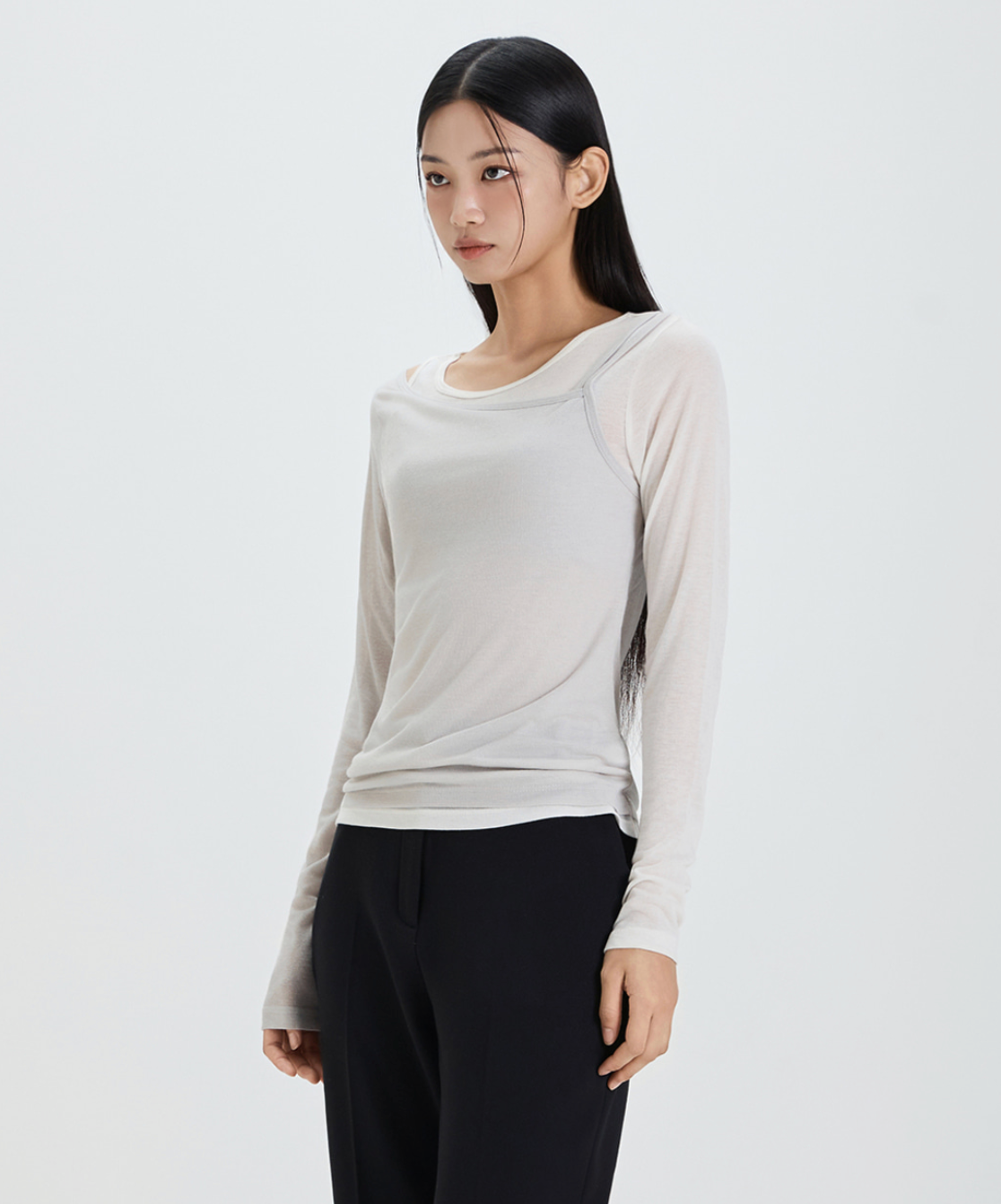 MIXXO - Cutout Layered Long Sleeve T-Shirt