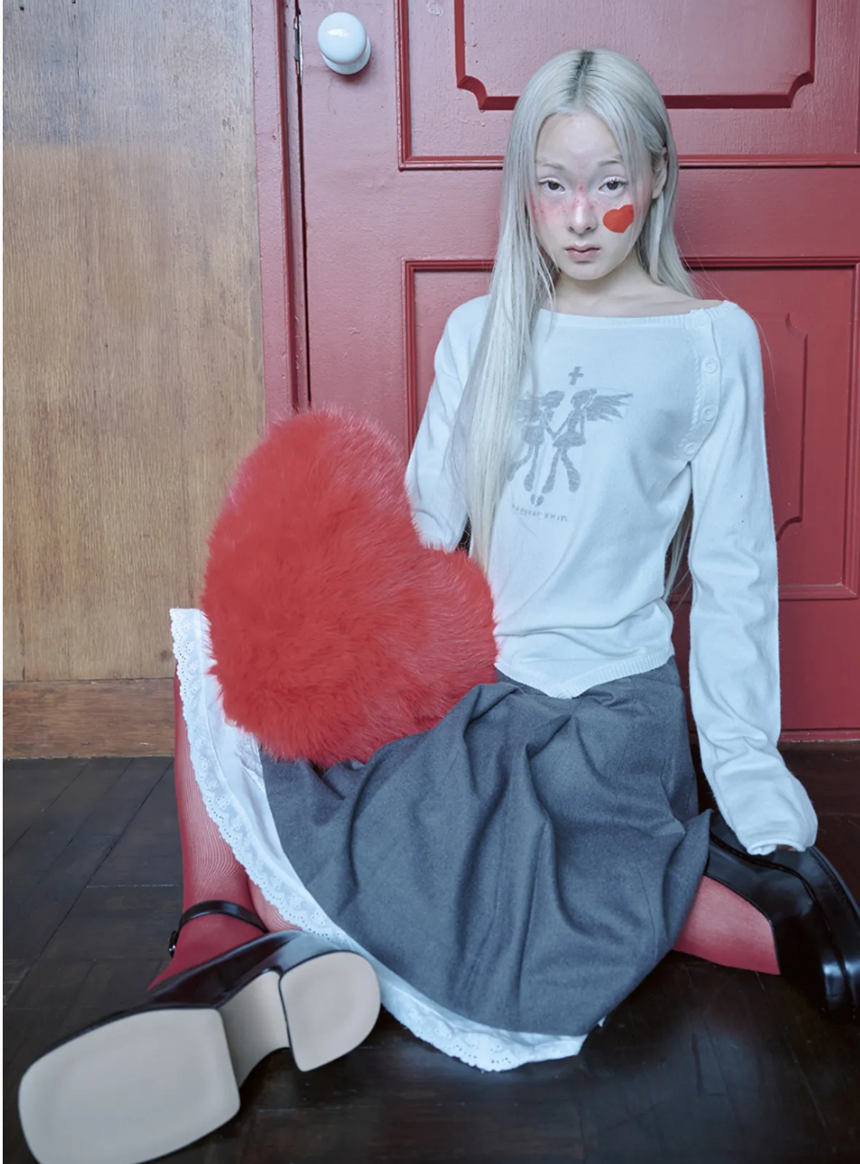 HUG YOUR SKIN Fallen Angel Button Knit Top