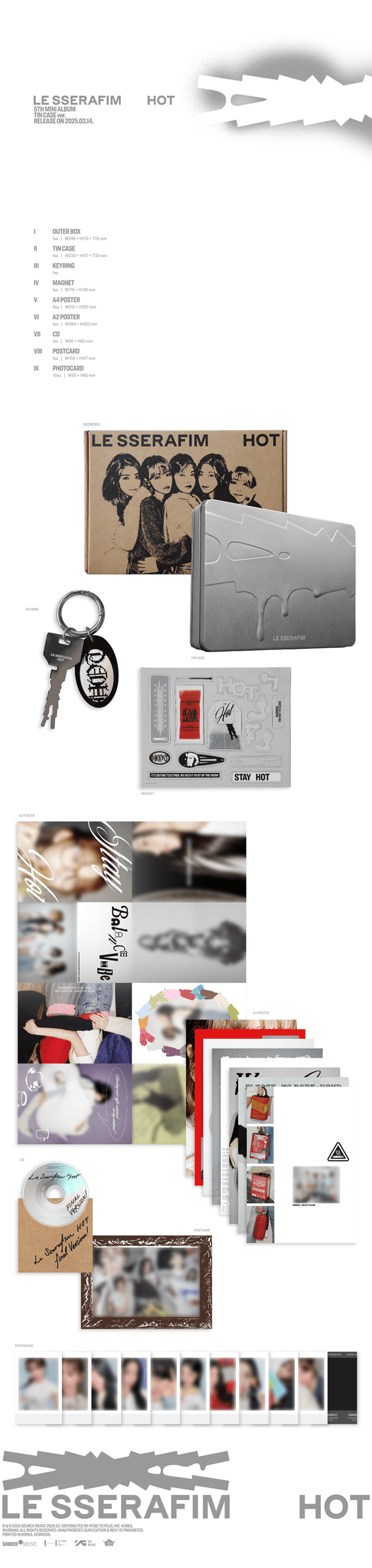 LE SSERAFIM - 5th Mini Album ‘HOT’ (TIN CASE ver.)