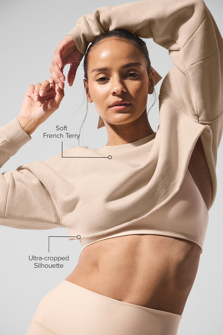 ALO YOGA x Blackpink Jisoo - Extreme Cropped Pullover & Supernatural Sweater Pant (Macadamia)