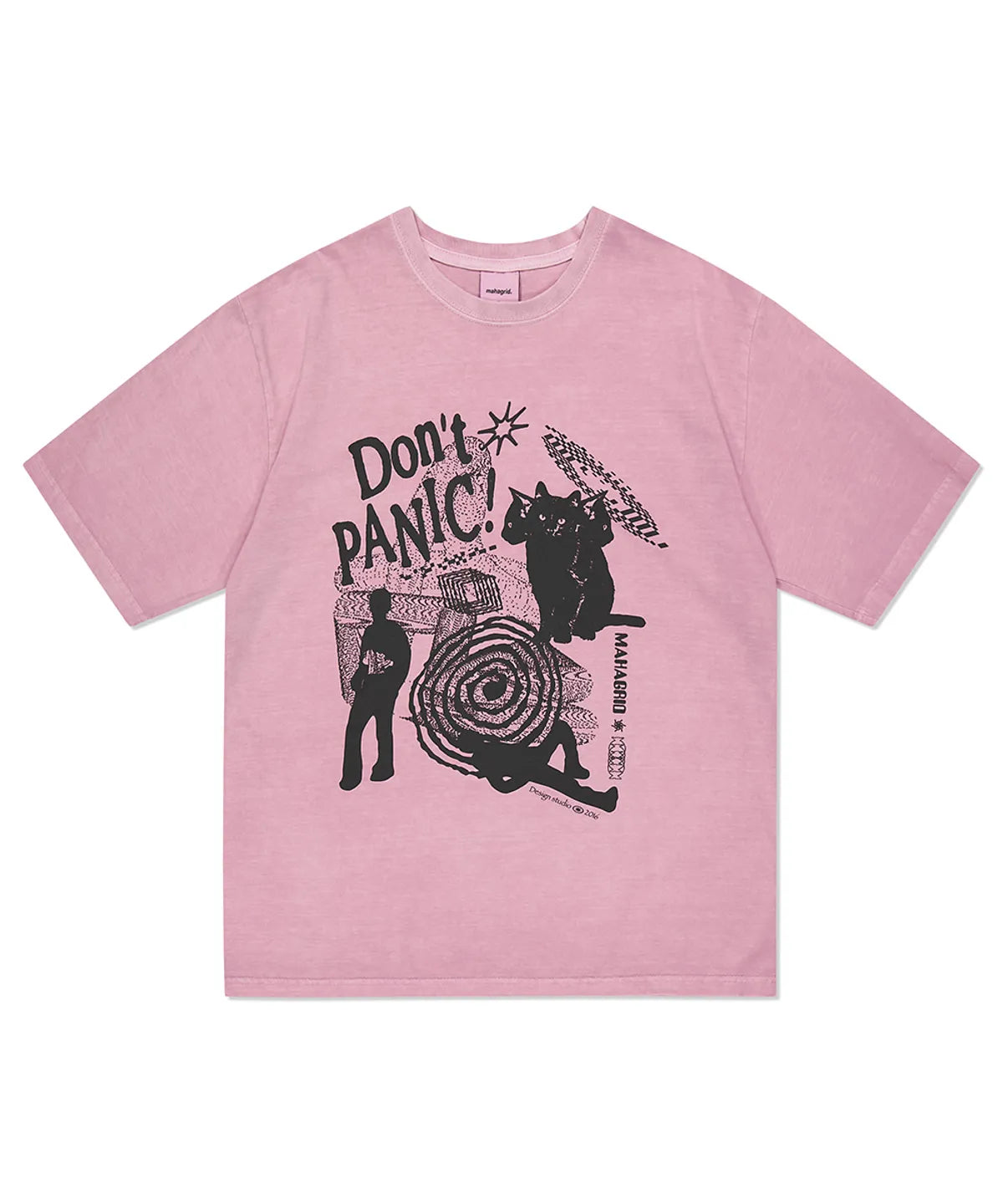 Worn by Seventeen Jeonghan - mahagrid – DON’T PANIC Pigment Tee (Charcoal)