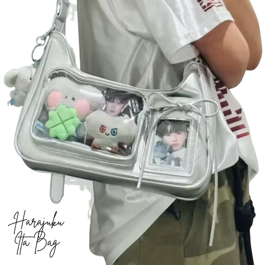 Y2K Harajuku Ita-bag – Transparent Preppy Shoulder Bag for Plushie Collections & Photocards