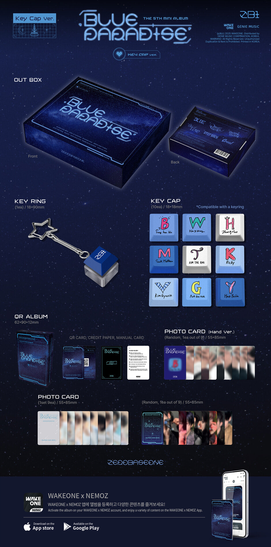 ZEROBASEONE - 5th Mini Album BLUE PARADISE (Key Cap Ver.)