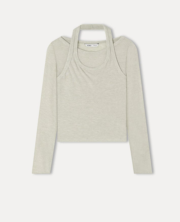 MIXXO - Halter Neck Layered Long Sleeve T-Shirt