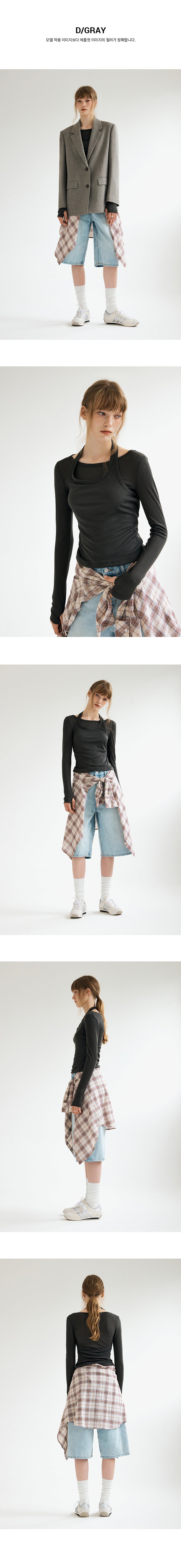 MIXXO - Halter Neck Layered Long Sleeve T-Shirt